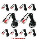 (10U) 1,5 Mts / 2 RCA MACHO A 1 MINI-JACK ESTÉREO MACHO (3,5mm)