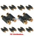 (10U) EMPALME DOBLE RCA: 2RCA Hembra a 2RCA Hembra.