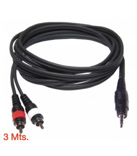 3 Mts / 2 RCA MACHO A 1 MINI-JACK ESTÉREO MACHO (3,5mm)