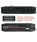 PV260BT (6 ZONAS / RADIO FM / BLUETOOTH / USB / SD) 200W / MANDO A DIST.