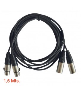 1,5 Mts / 2 XLR Macho a 2 XLR Hembra